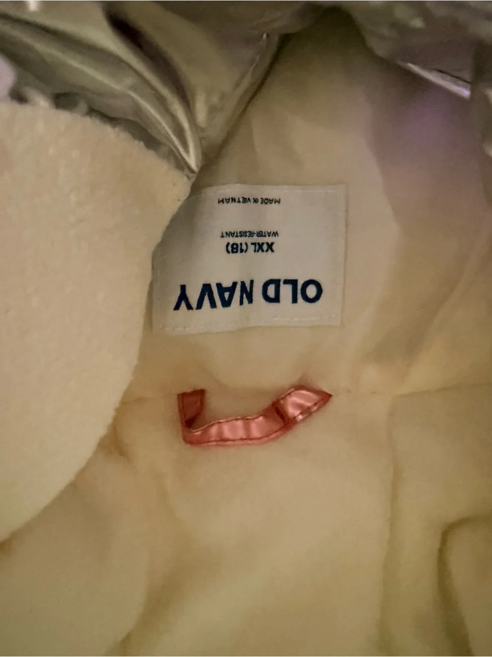 Old Navy Metallic Pink and Silver Puffer Jacket NWT